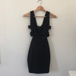 Cutout Black Short Dress with Zipper in Back